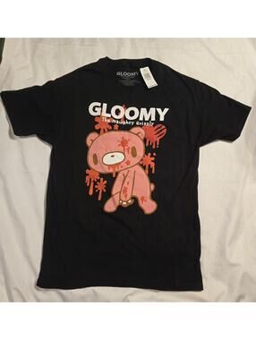 Gloomy Bear The Naughty Grizzly Shirt Size M Black Bloody Pink Graphic Tee NWT